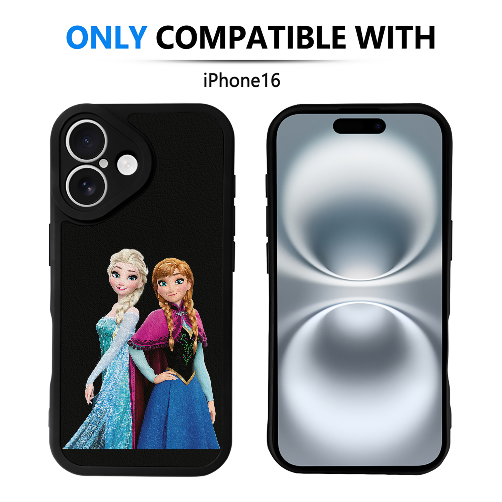 （画像用） アナと雪の女王 アンナ エルサ Frozen Anna Elsa 【iPhone 16シリーズ対応】シリコンスマホケース（レザー調） 材質：シリコン